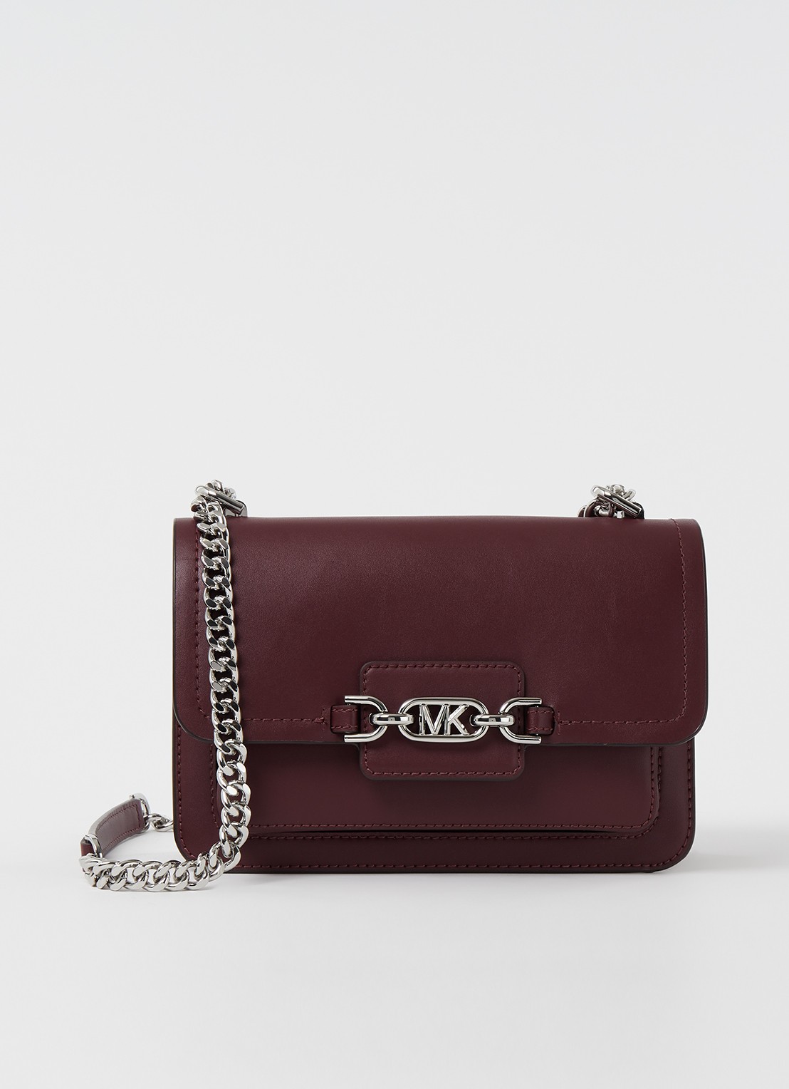 Michael Kors Heather Large schoudertas van leer - voorkant bordeauxrood