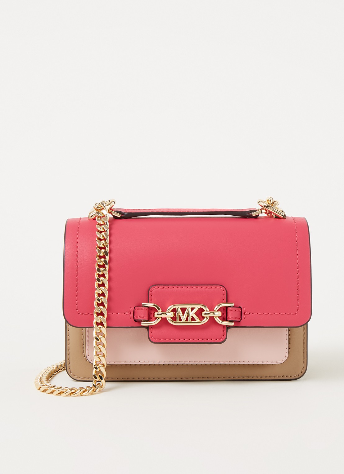 Michael Kors Heather XS schoudertas van leer - voorkant 4 roze