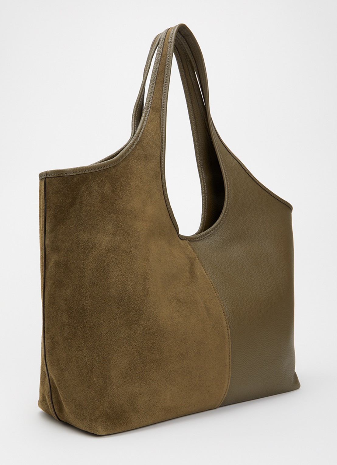 Michael Kors Henly Large shopper van leer met details van suède - achterkant 4 olijfgroen