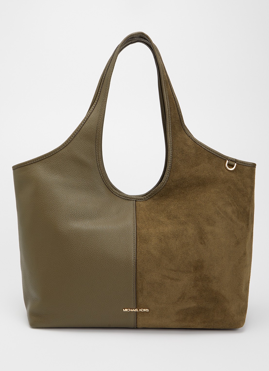 Michael Kors Henly Large shopper van leer met details van suède - voorkant 5 olijfgroen