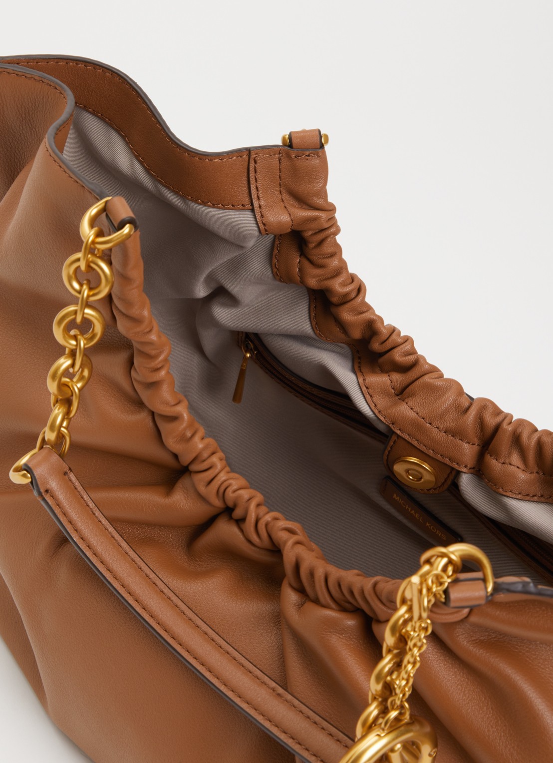 Michael Kors Indie schoudertas van leer - detail 2 beige