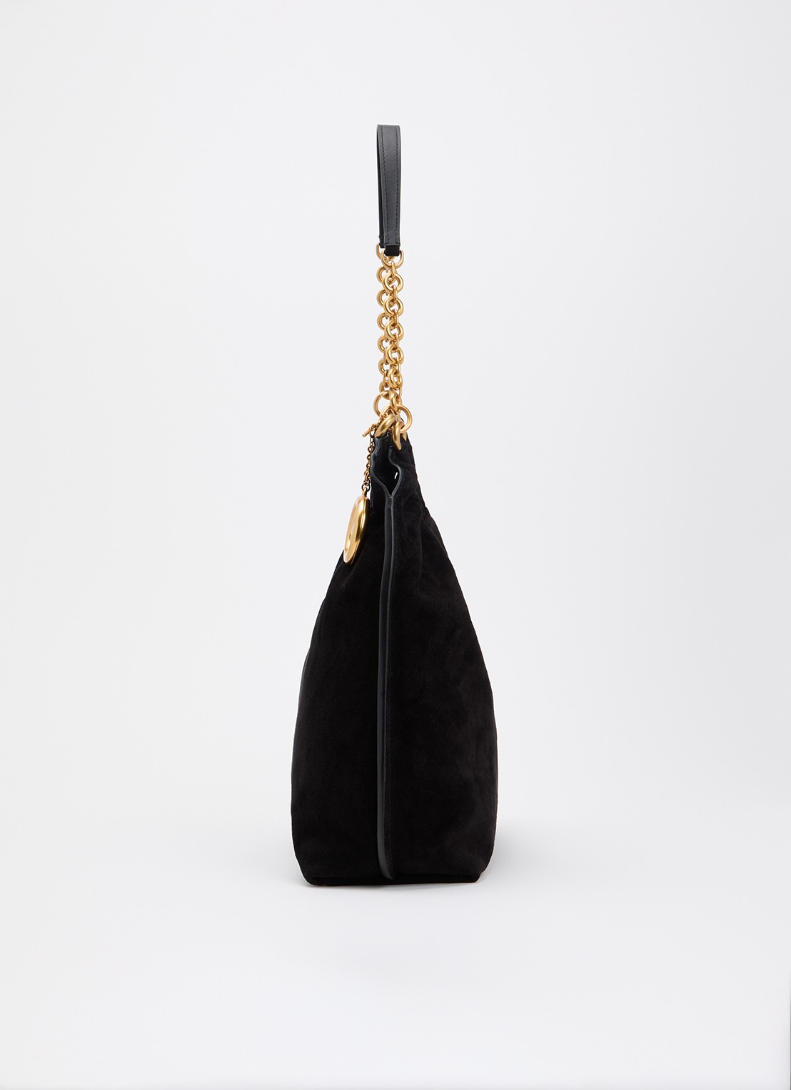 Michael Kors Indie schoudertas van suéde met kettingdetail  - detail 5 zwart