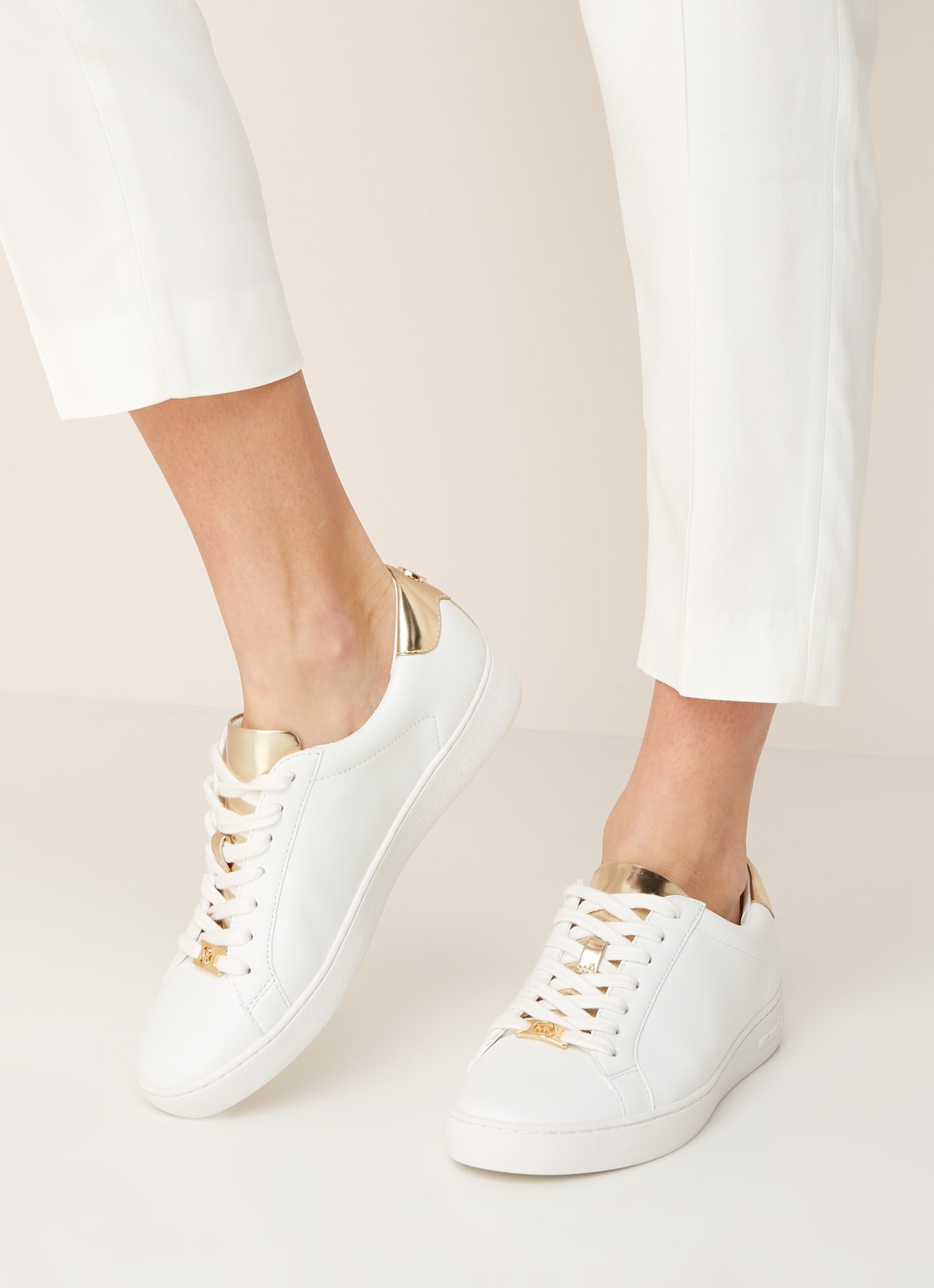 Michael Kors Irving sneaker van leer - voorkant 6 wit