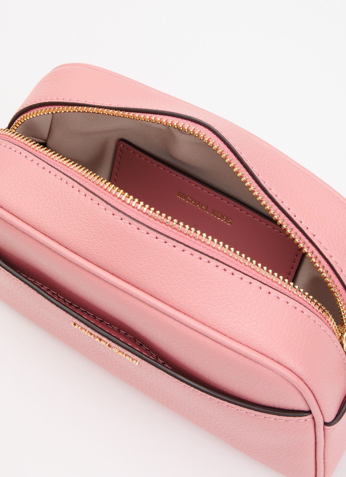 Michael Kors Jet Set M crossbodytas van leer - detail 2 lichtroze