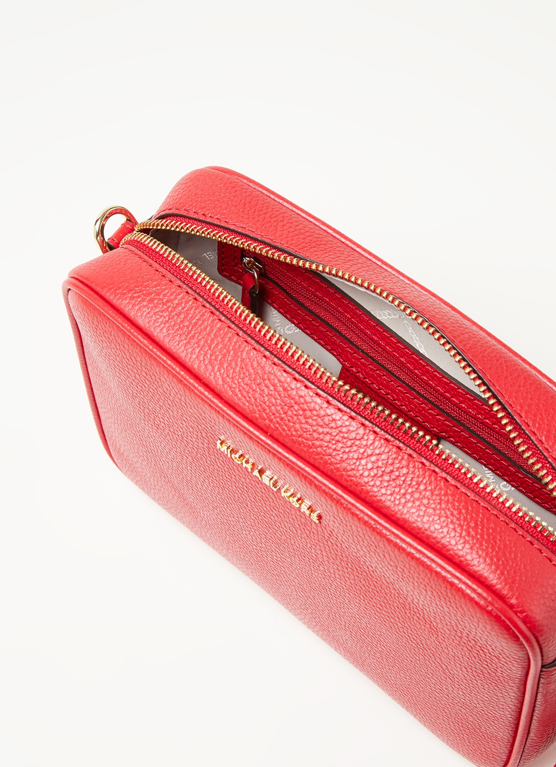 Michael Kors Jet Set Medium crossbodytas van leer - detail 2 vuurrood
