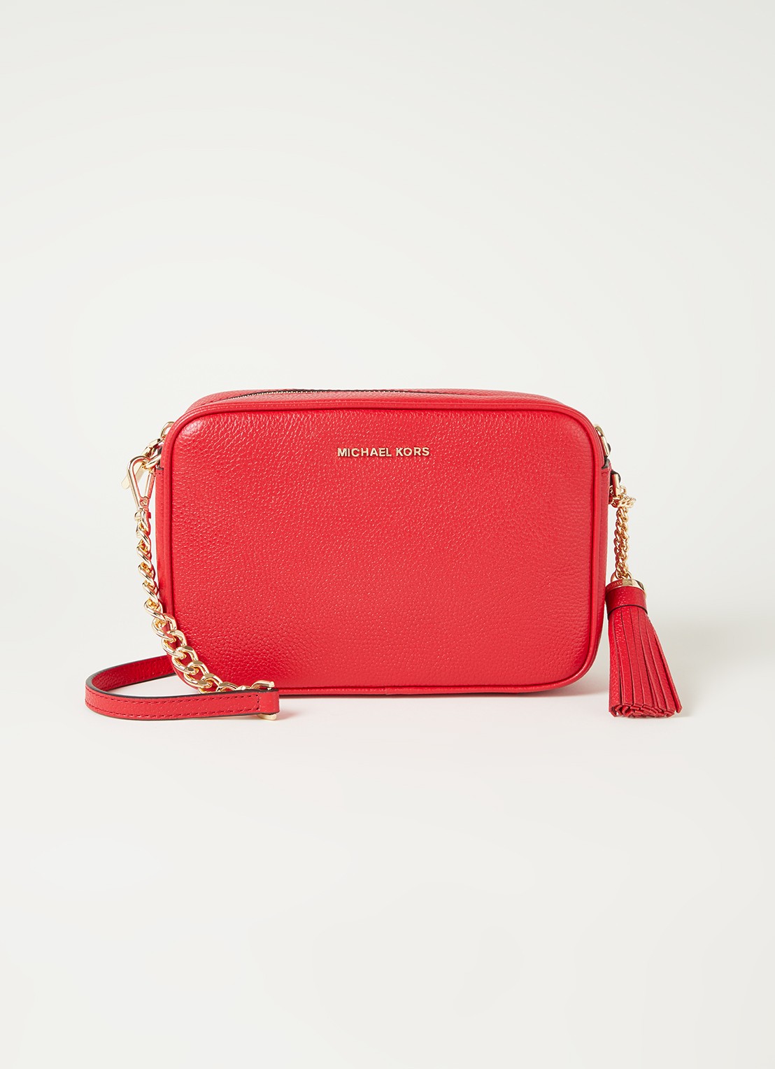 Michael Kors Jet Set Medium crossbodytas van leer - voorkant vuurrood