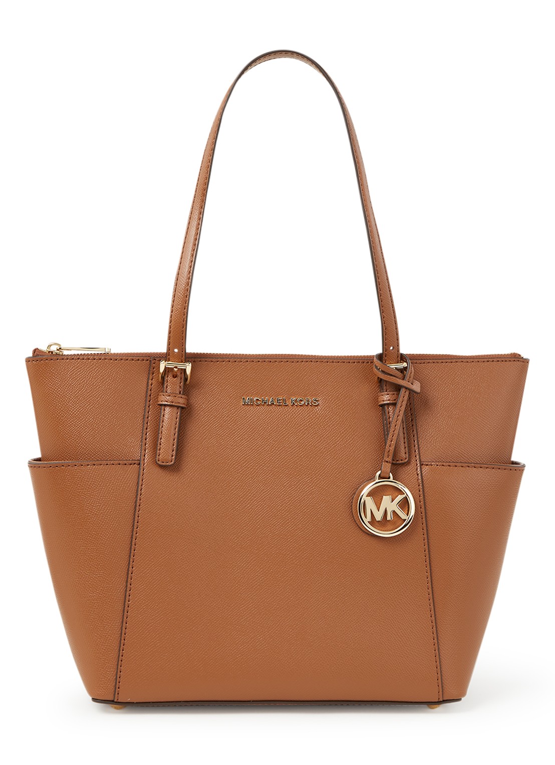 Michael Kors Jet Set schoudertas van leer - voorkant cognac