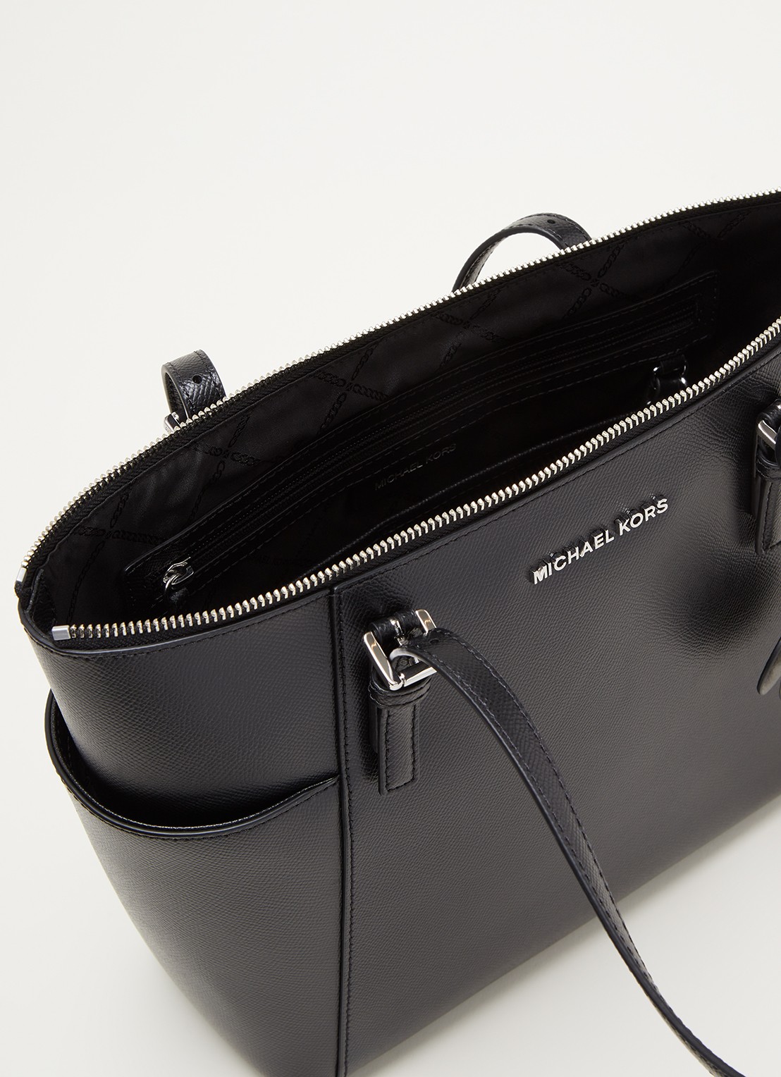 Michael Kors Jet Set schoudertas van leer - detail 3 zwart