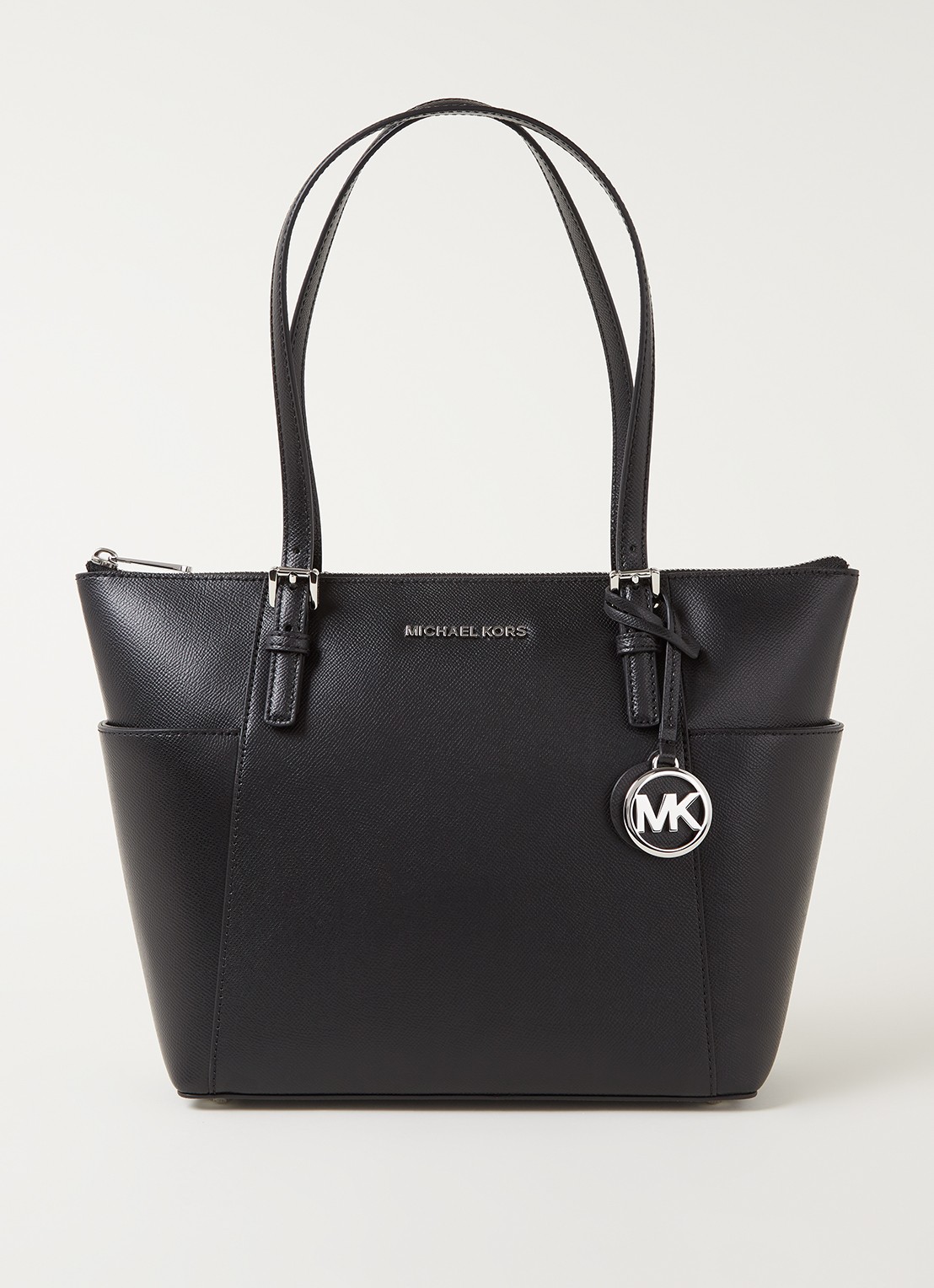 Michael Kors Jet Set schoudertas van leer - voorkant 2 zwart