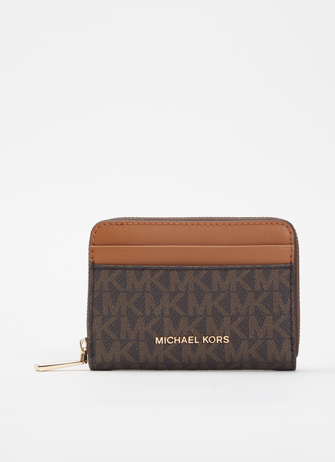 Michael Kors Jet Set Small portemonnee met logoprint - voorkant bruin
