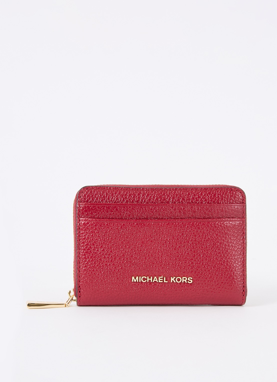 Michael Kors Jet Set Small portemonnee van leer - voorkant 3 cranberryrood