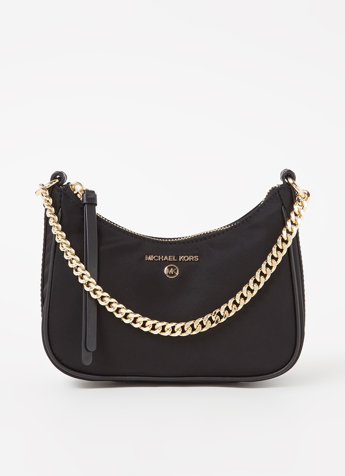 Michael Kors Jet Set Small schoudertas met leren details  - voorkant 4 zwart