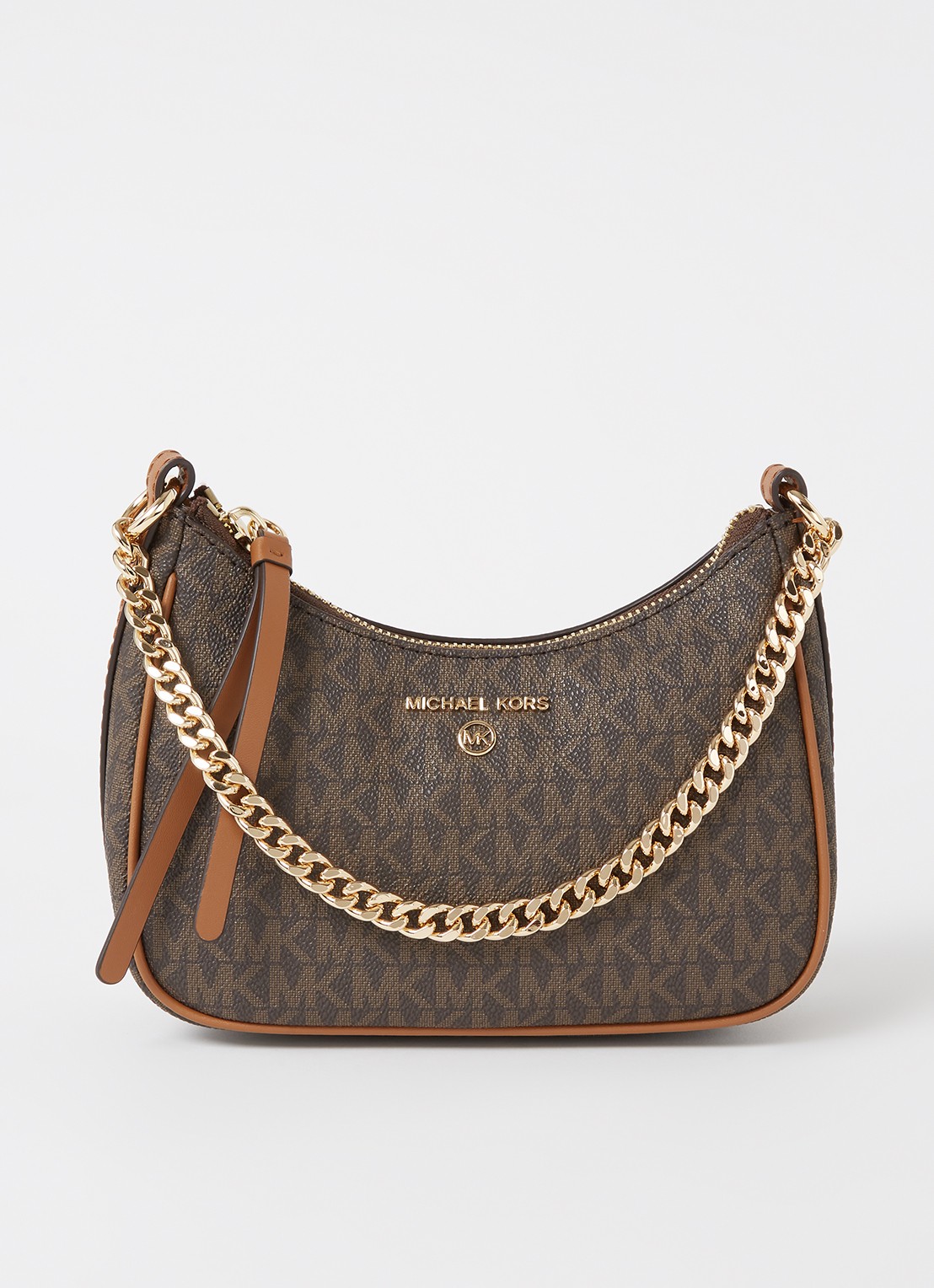 Michael Kors Jet Set Small schoudertas met leren details  - voorkant 2 donkerbruin