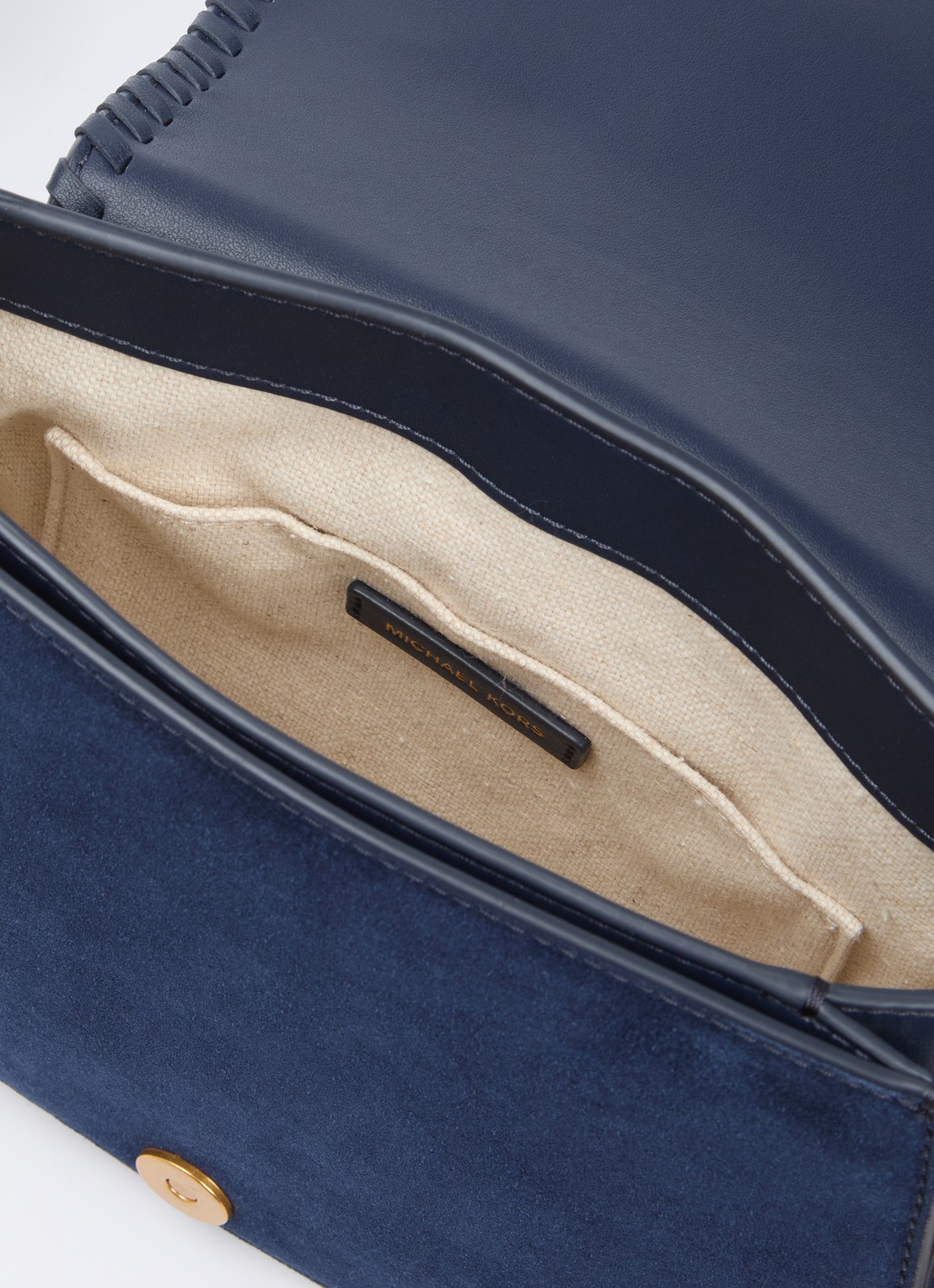 Michael Kors Josie schoudertas van suède met afneembare schouderriem - detail 3 royalblauw