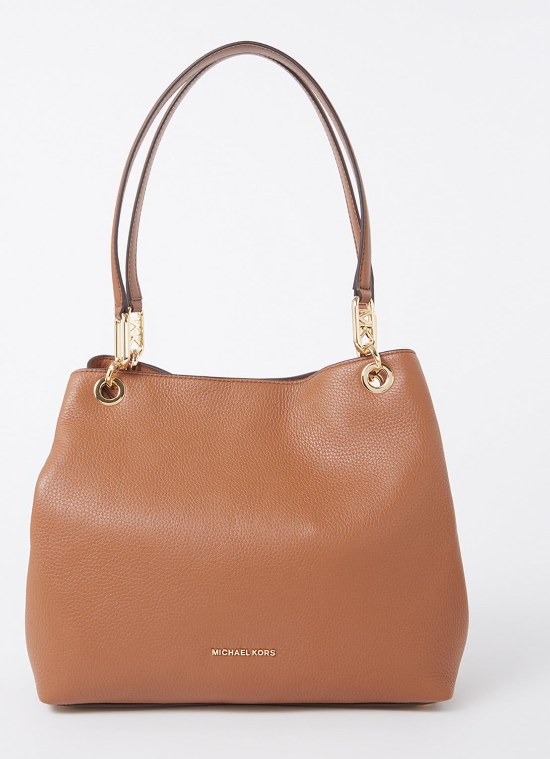 Michael Kors Kensington Large schoudertas van leer  - voorkant 3 cognac