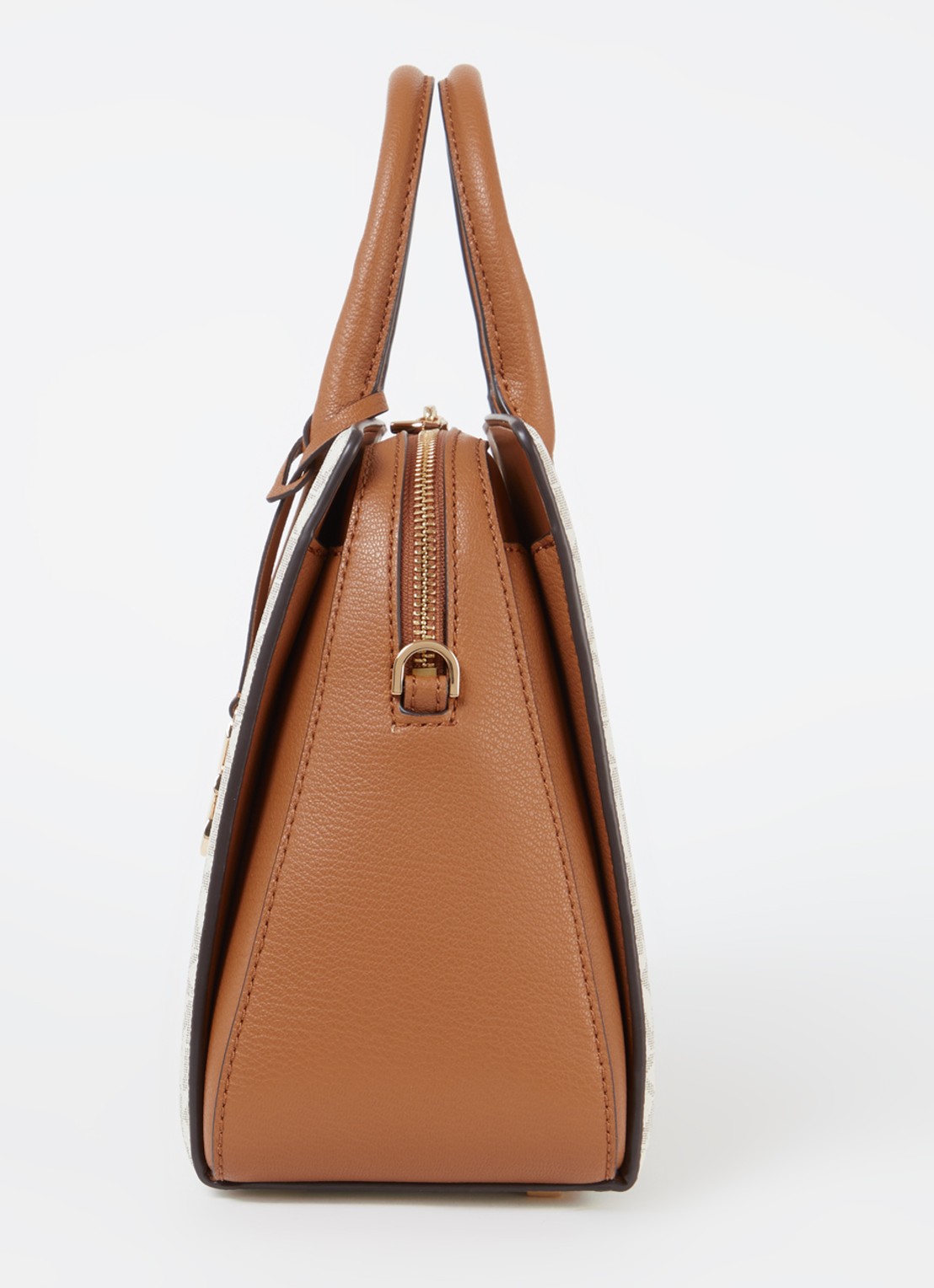 Michael Kors Laila handtas met logoprint en leren details - detail 3 cognac