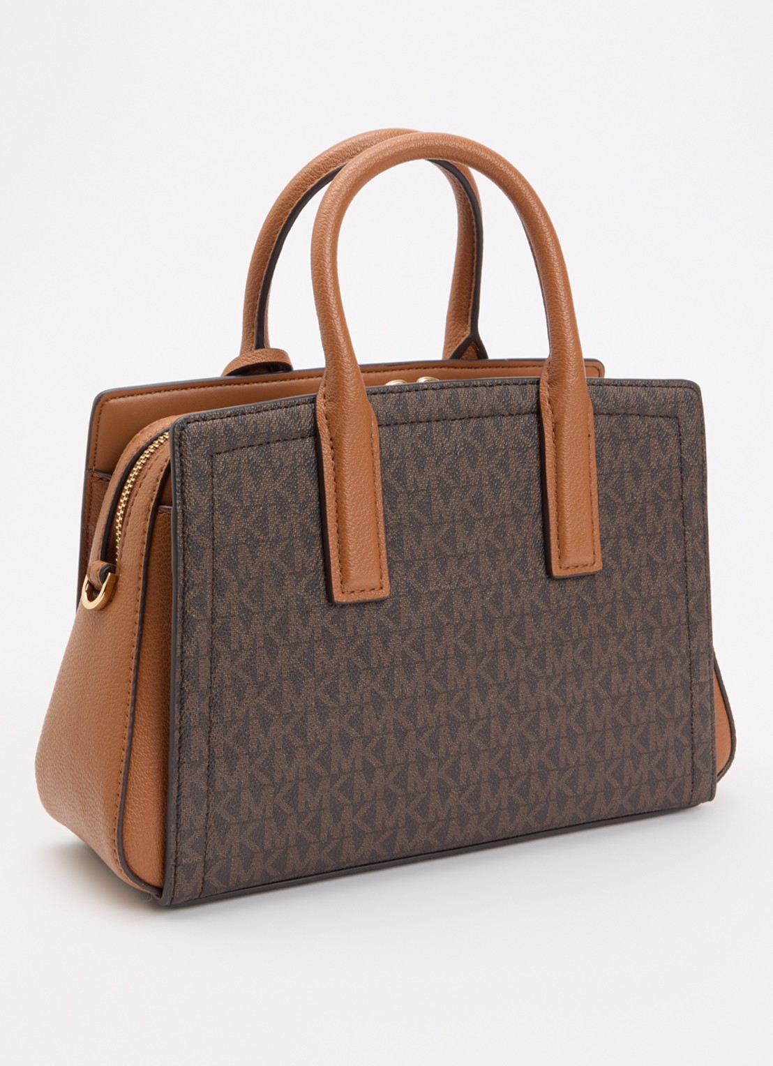 Michael Kors Laila handtas met logoprint en leren details - achterkant 7 donkerbruin