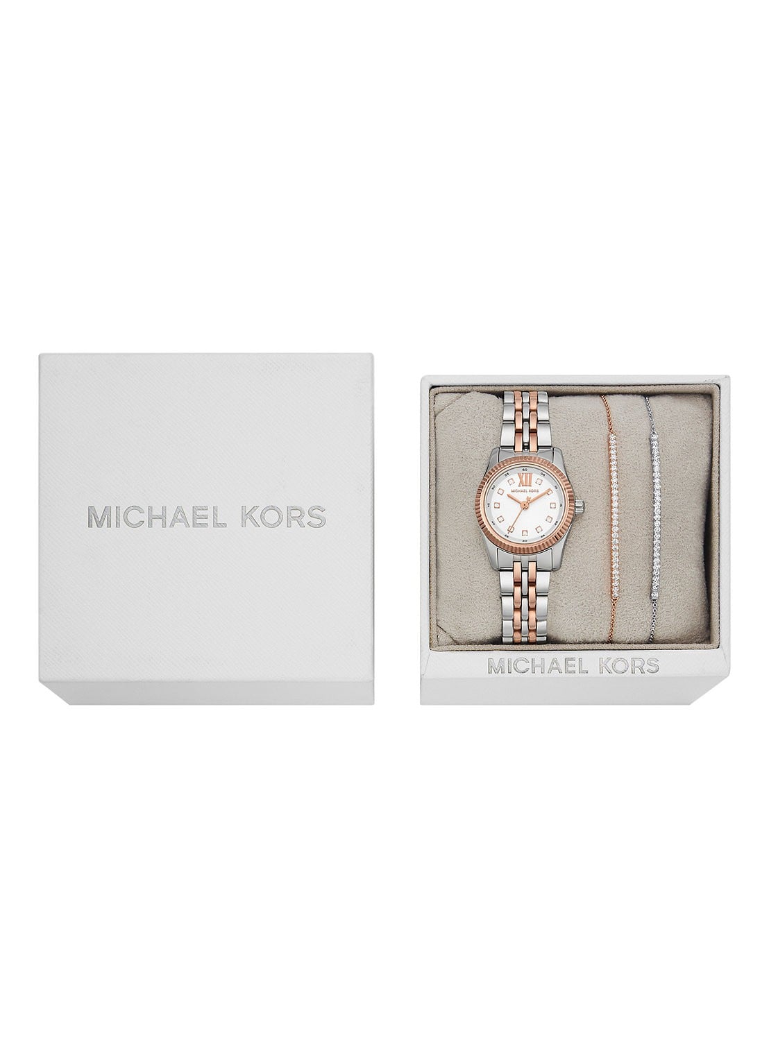 Michael Kors Lexington horloge en armbanden set van 3 MK4817SET - detail 3 zilver