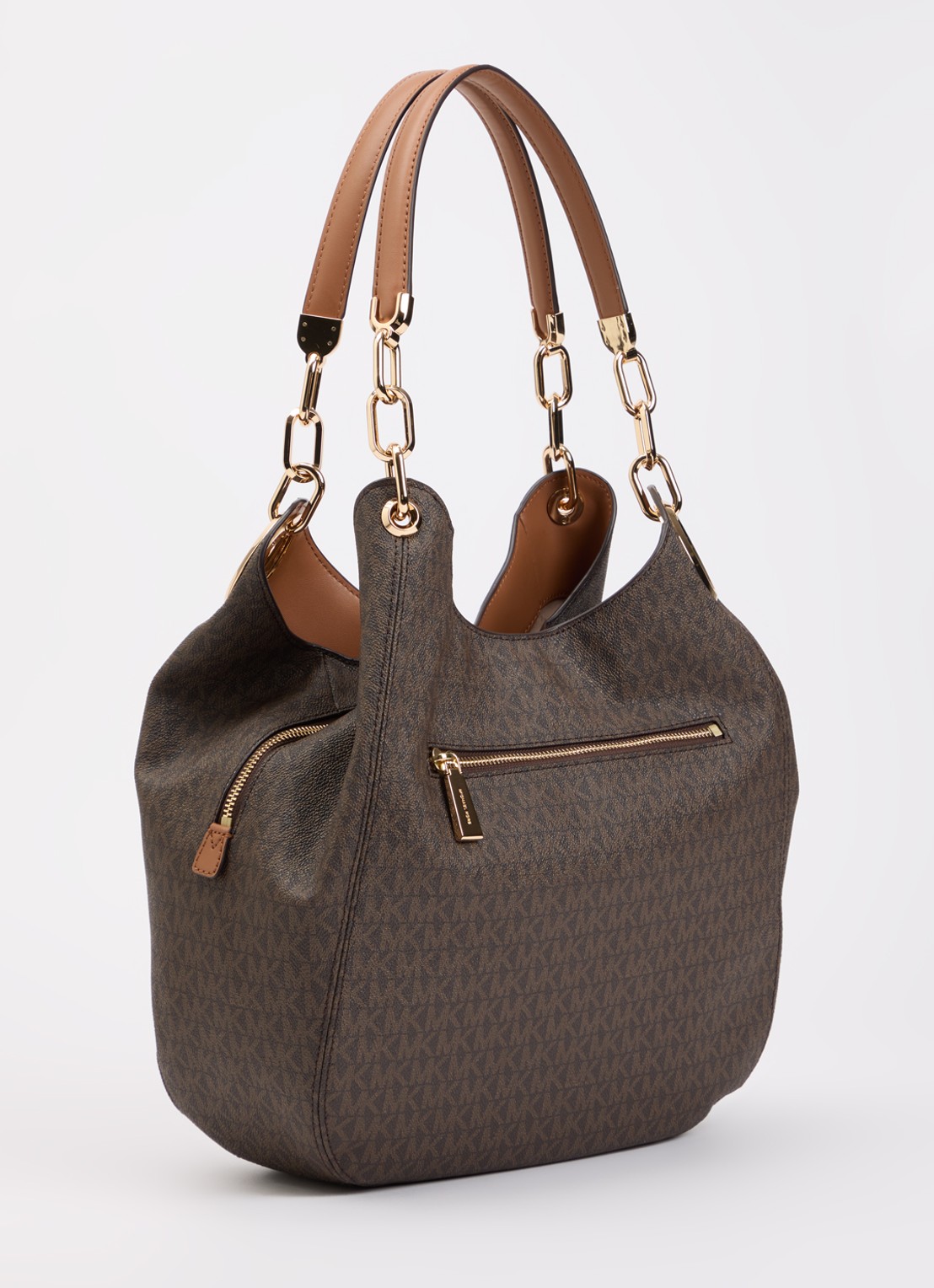 Michael Kors Lillie Large schoudertas met logo - achterkant bruin