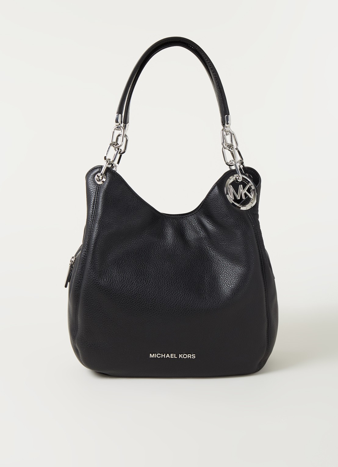 Michael Kors Lillie Large schoudertas van leer  - voorkant 2 zwart