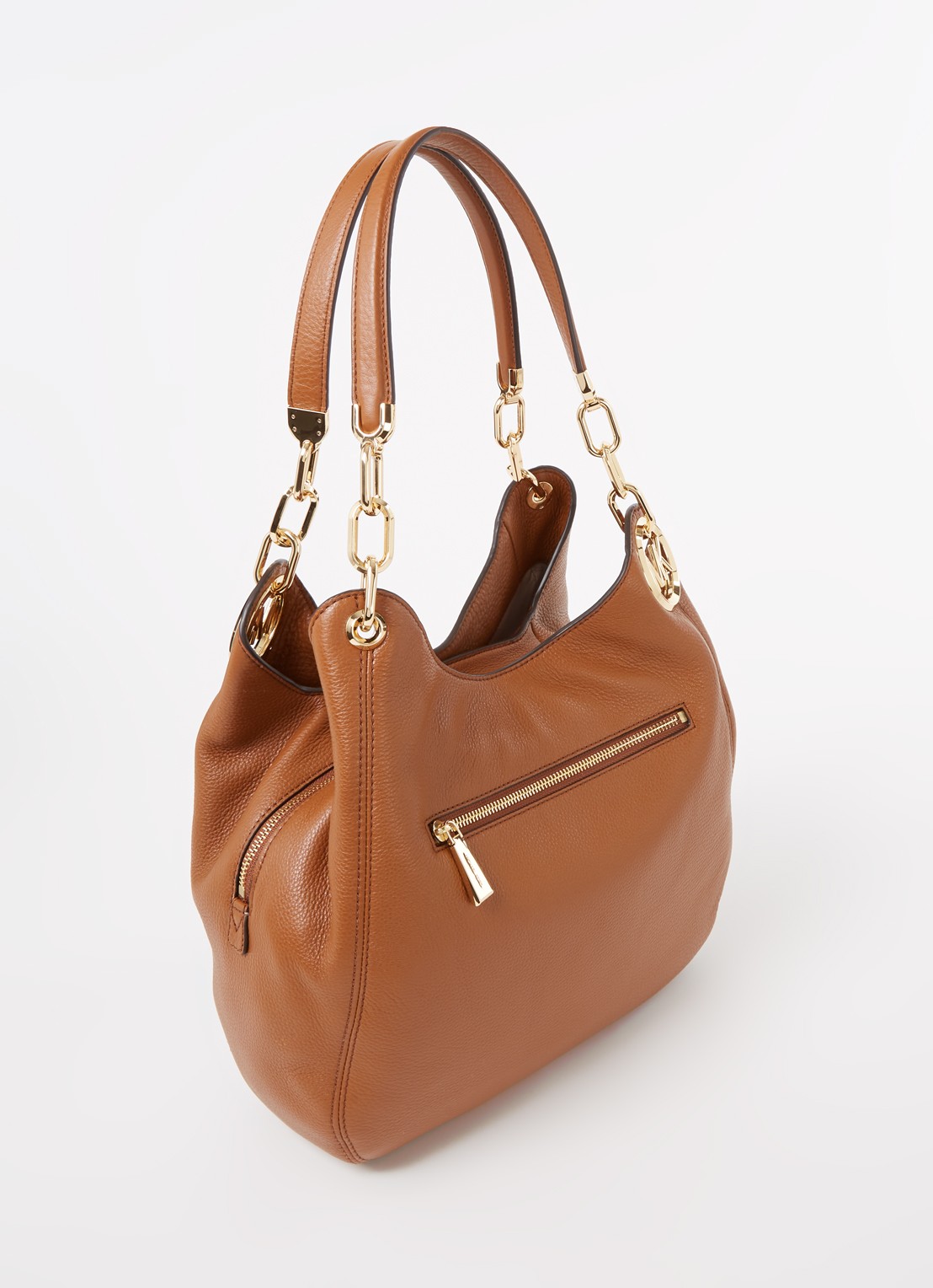 Michael Kors Lillie Large schoudertas van leer  - achterkant roestbruin