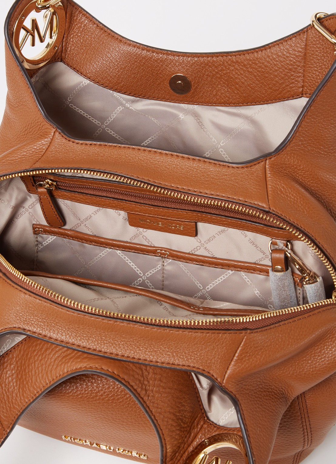Michael Kors Lillie Large schoudertas van leer  - detail 2 roestbruin