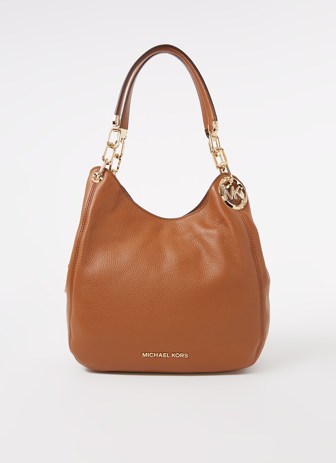 Michael Kors Lillie Large schoudertas van leer  - voorkant 4 roestbruin