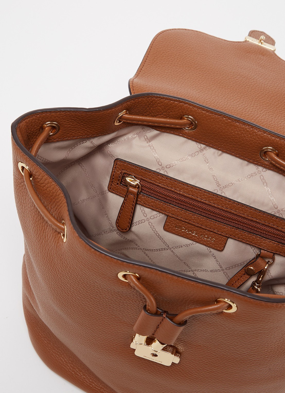 Michael Kors Mina Large rugzak van leer - detail 2 cognac