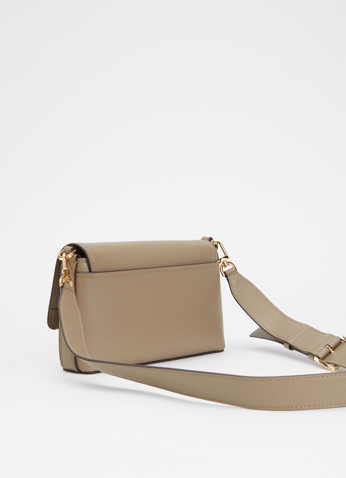 Michael Kors Nessa crossbodytas van leer met afneembare schouderriem - achterkant lichtgrijs