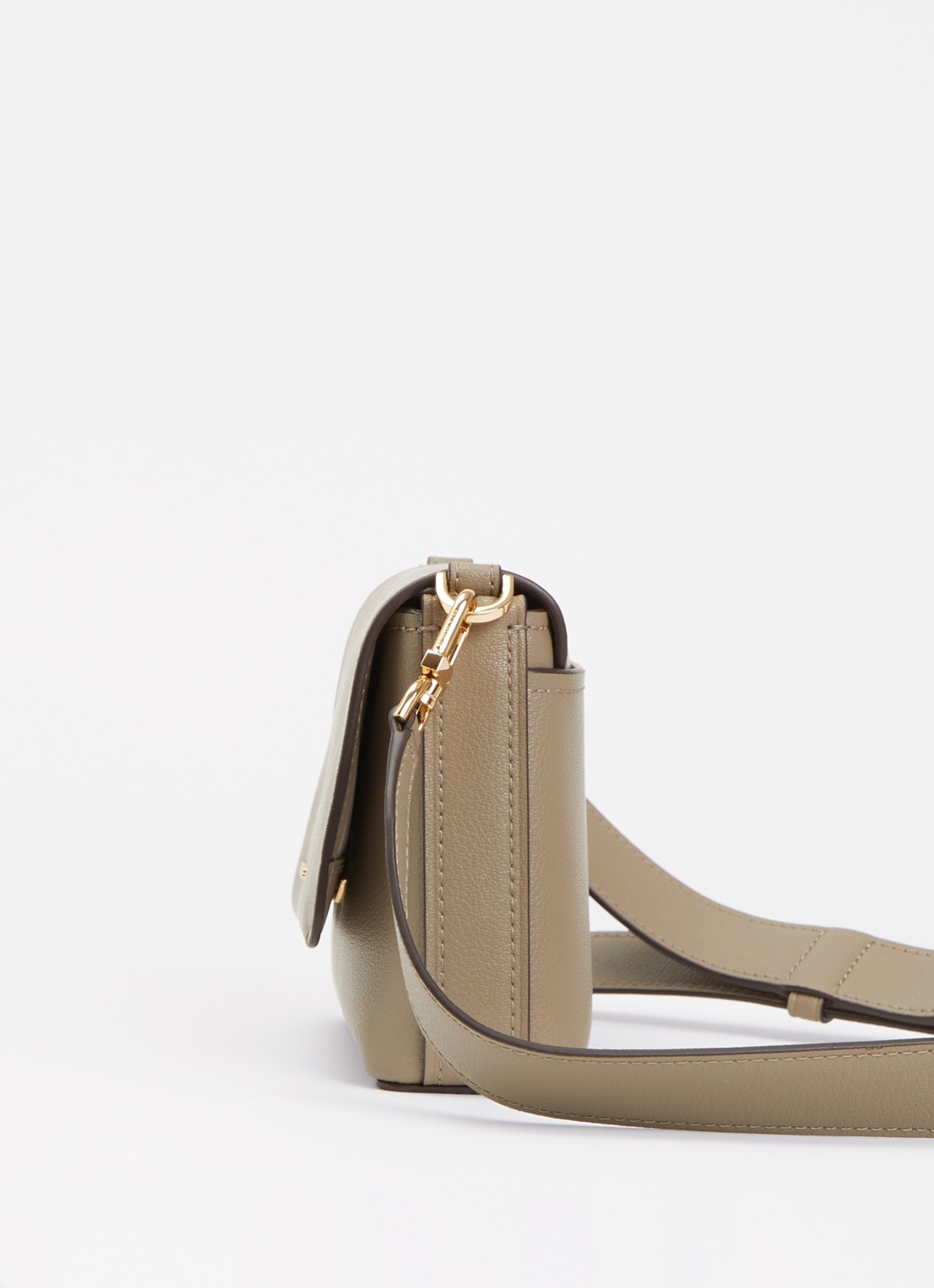 Michael Kors Nessa crossbodytas van leer met afneembare schouderriem - detail 5 lichtgrijs
