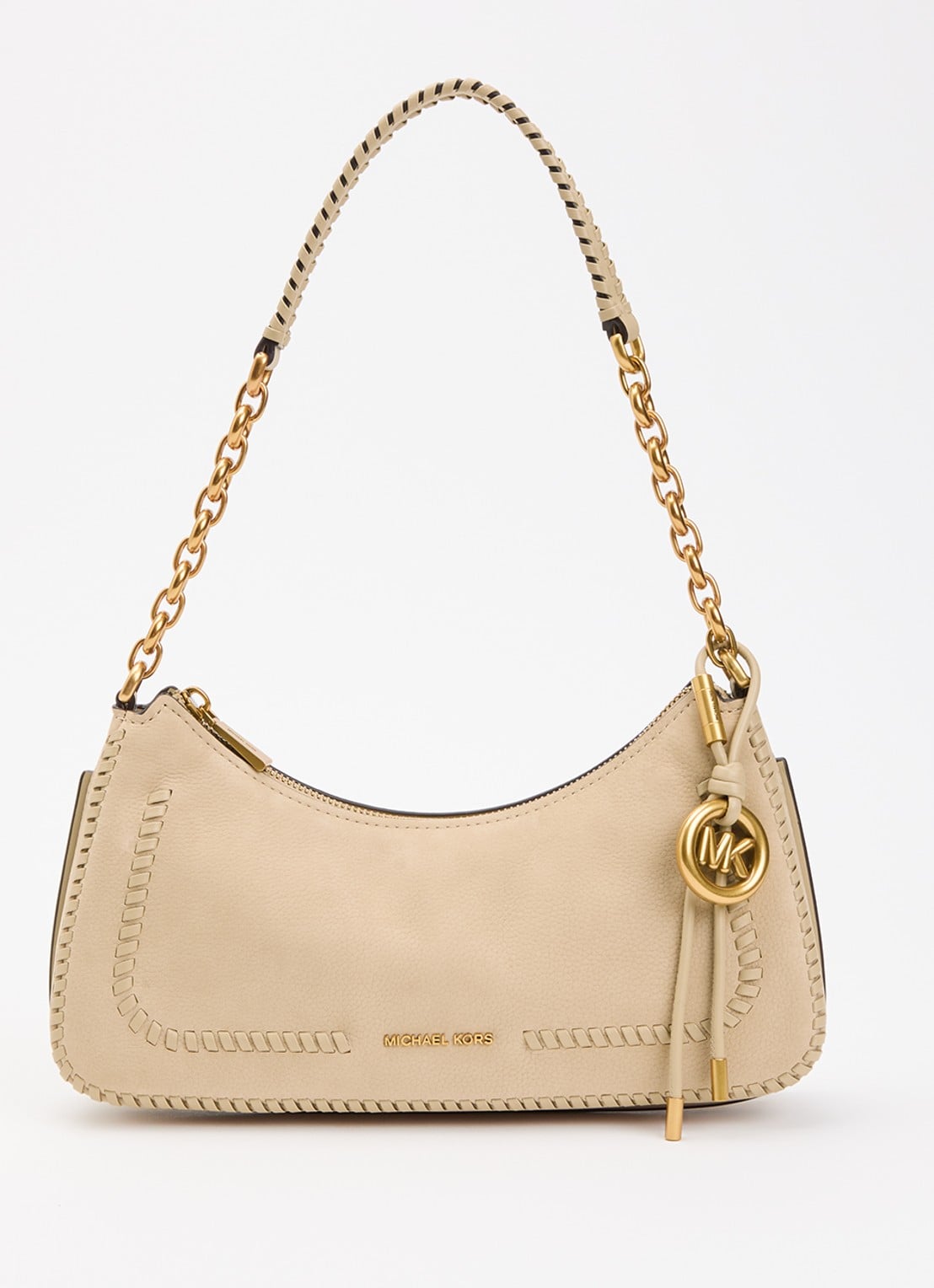 Michael Kors Nolita Medium schoudertas van leer met logo  - voorkant 2 beige