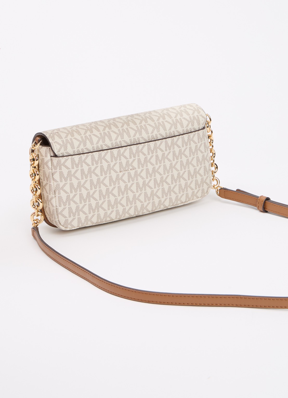 Michael Kors Nolita Small crossbodytas met logoprint en verstelbare schouderriem - achterkant bruin