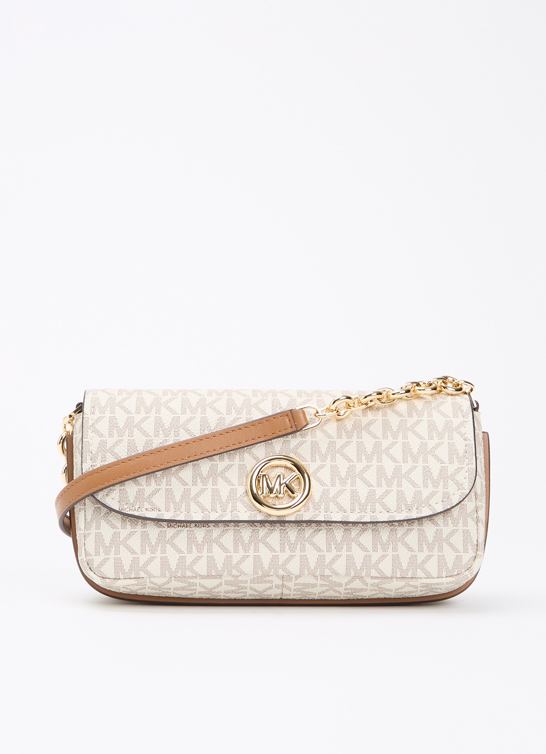 Michael Kors Nolita Small crossbodytas met logoprint en verstelbare schouderriem - voorkant 5 bruin