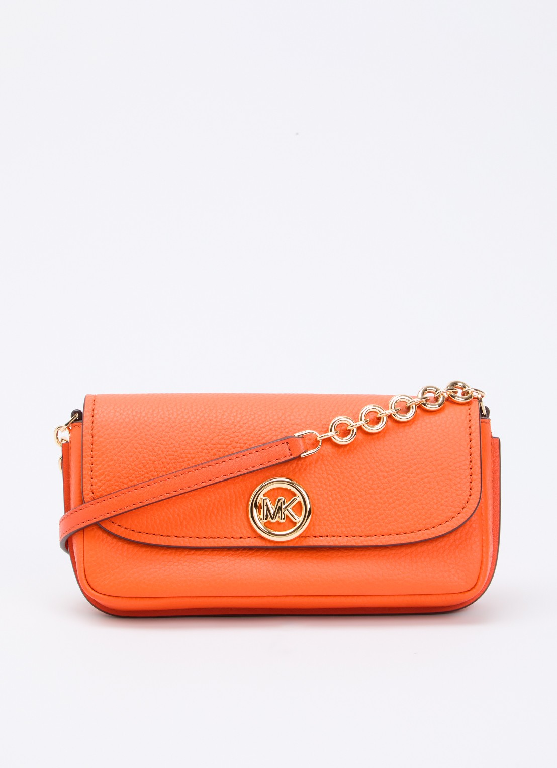 Michael Kors Nolita Small crossbodytas van leer met verstelbare schouderriem - voorkant 5 oranje