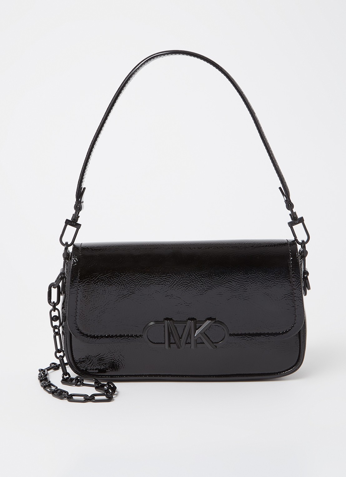 Michael Kors Parker Medium schoudertas van lakleer - voorkant 4 zwart