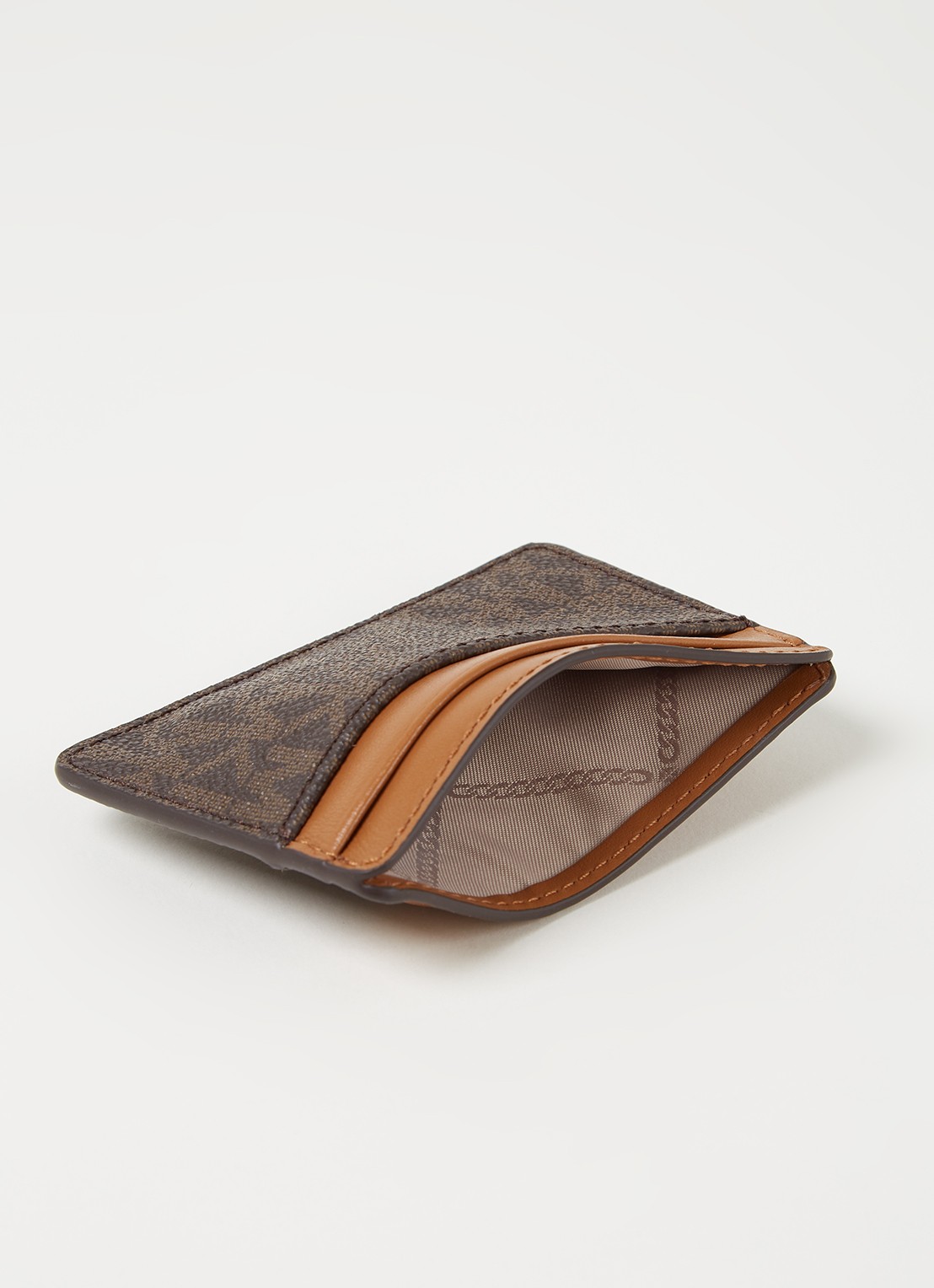 Michael Kors Pasjeshouder van leer met logoprint - detail 4 donkerbruin