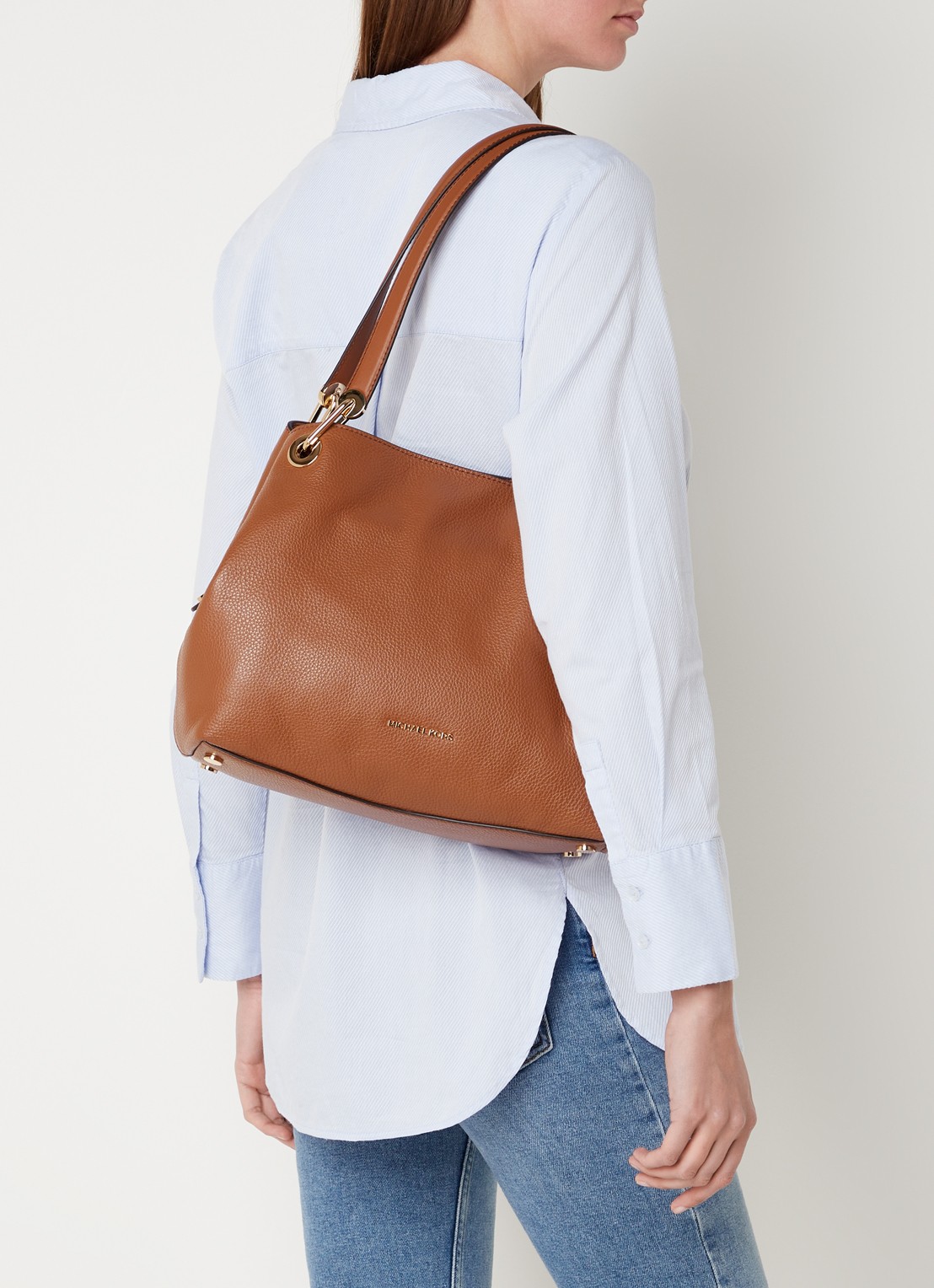 Michael Kors Raven Large schoudertas van leer - voorkant 2 bruin