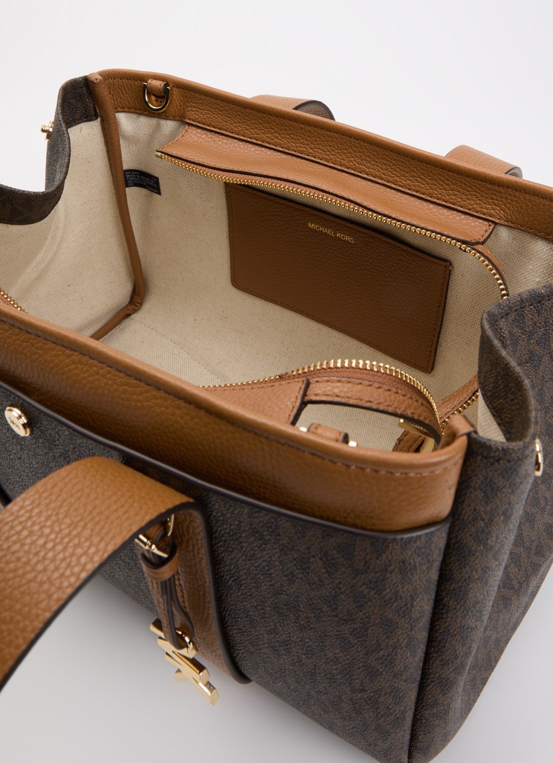 Michael Kors Romee handtas met logoprint en afneembare schouderriem - detail 2 bruin