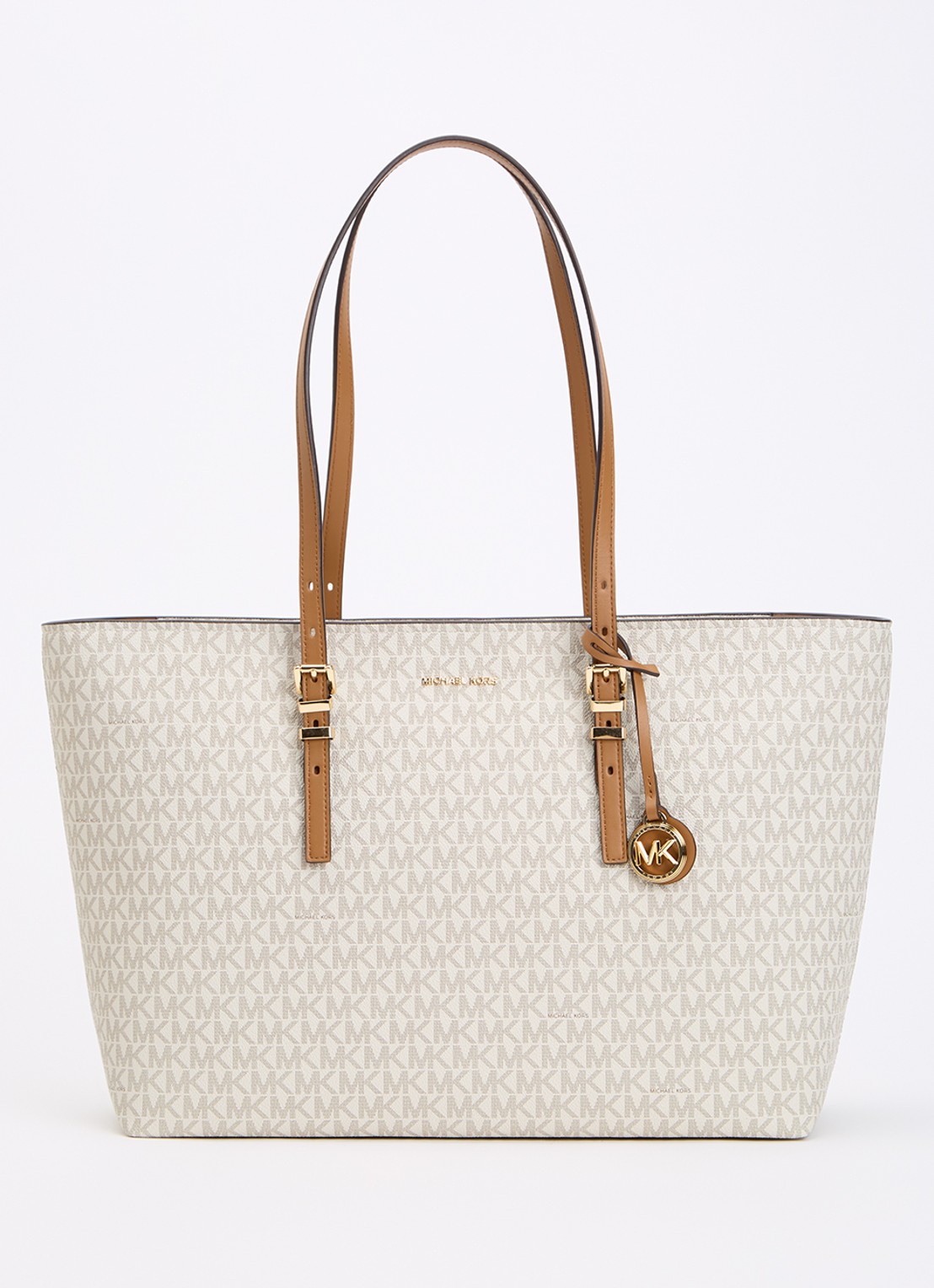 Michael Kors Shopper met logoprint - voorkant gebroken wit
