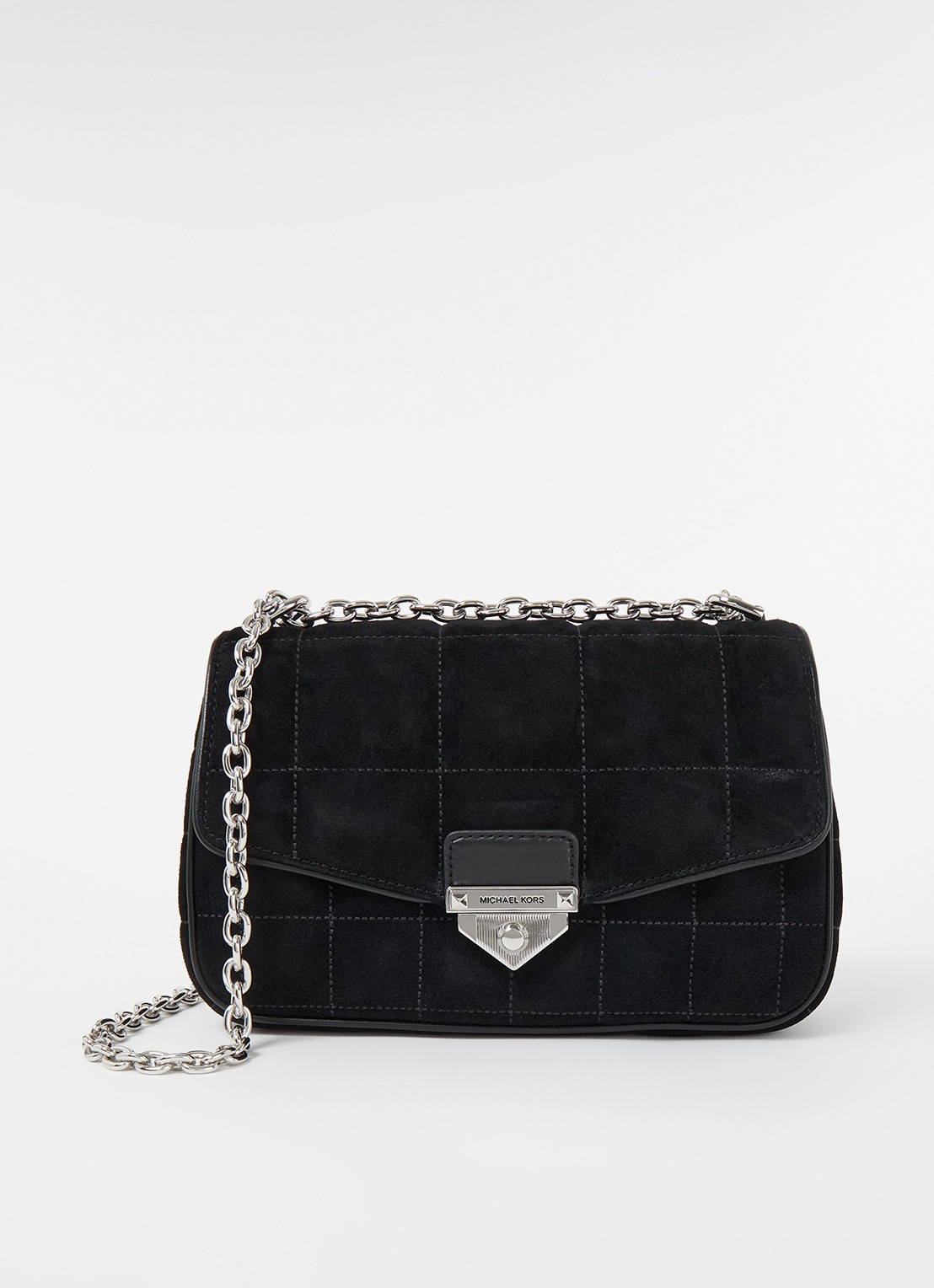 Michael Kors SoHo Large schoudertas met leren details - voorkant 2 zwart