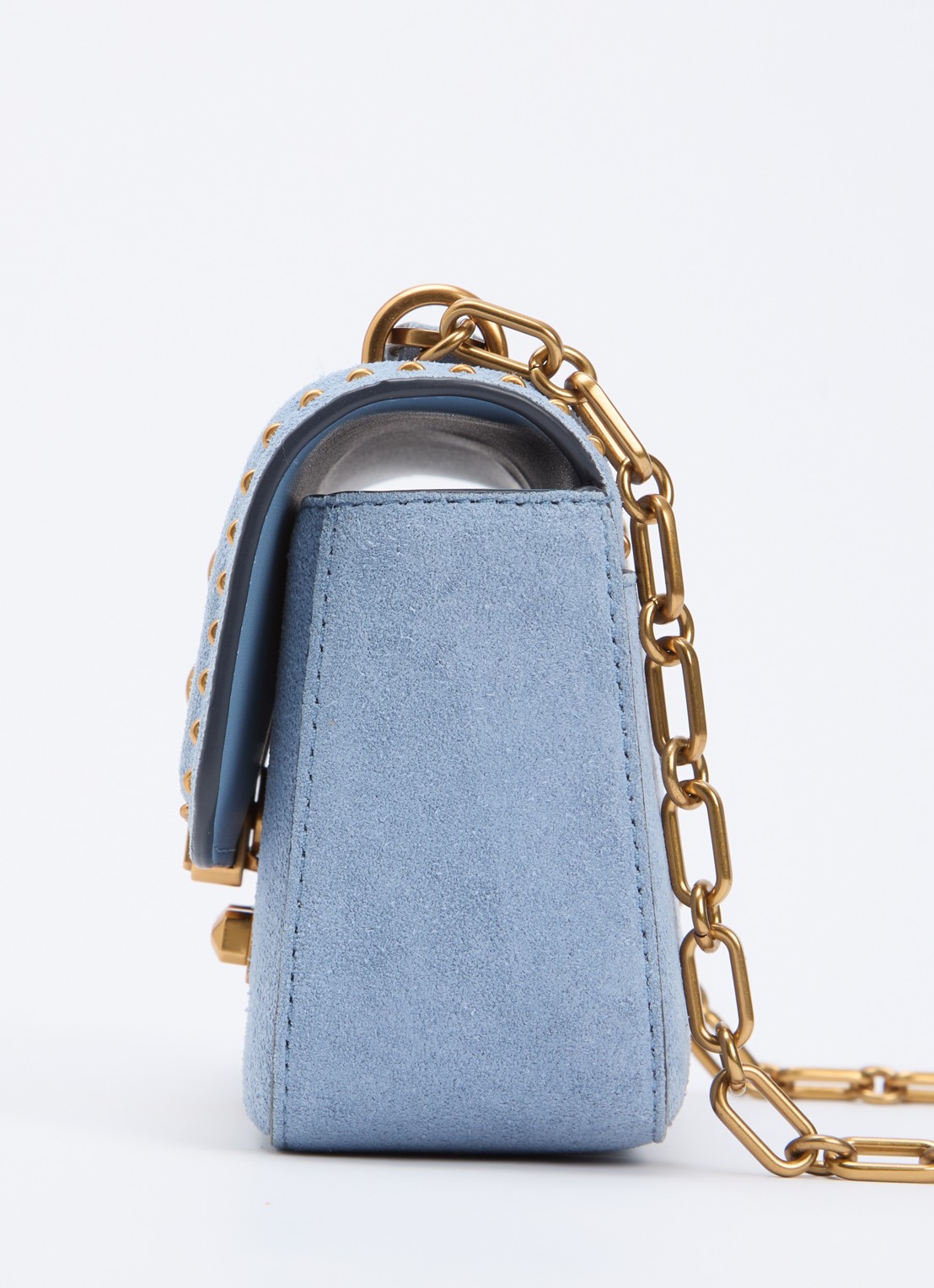 Michael Kors Tribeca schoudertas van leer met verstelbare schouderriem - detail 3 lichtblauw