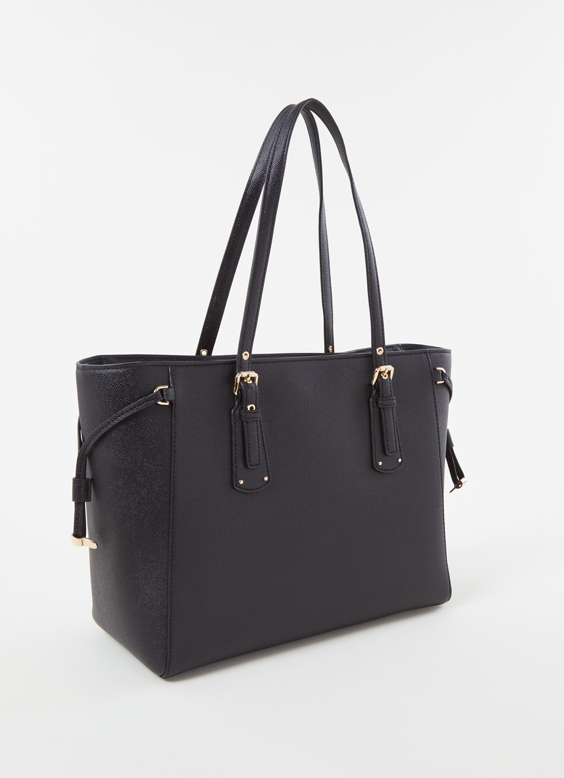 Michael Kors Voyager Medium schoudertas met logo  - achterkant 5 diepzwart