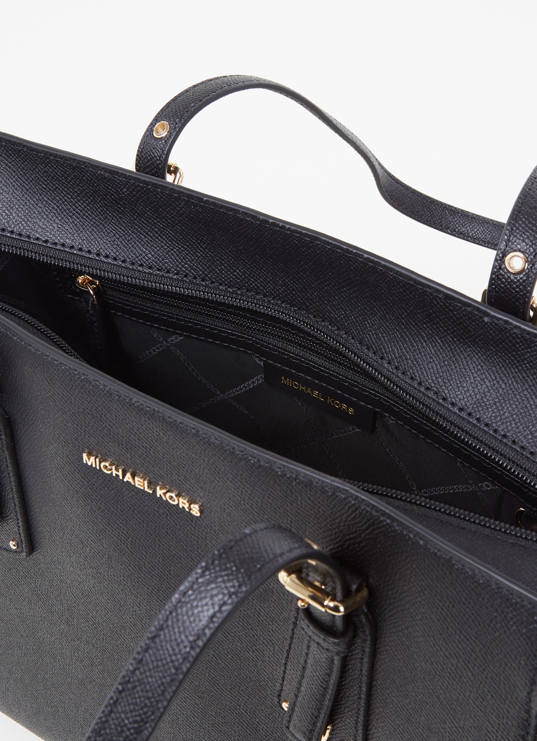 Michael Kors Voyager Medium schoudertas met logo  - detail diepzwart