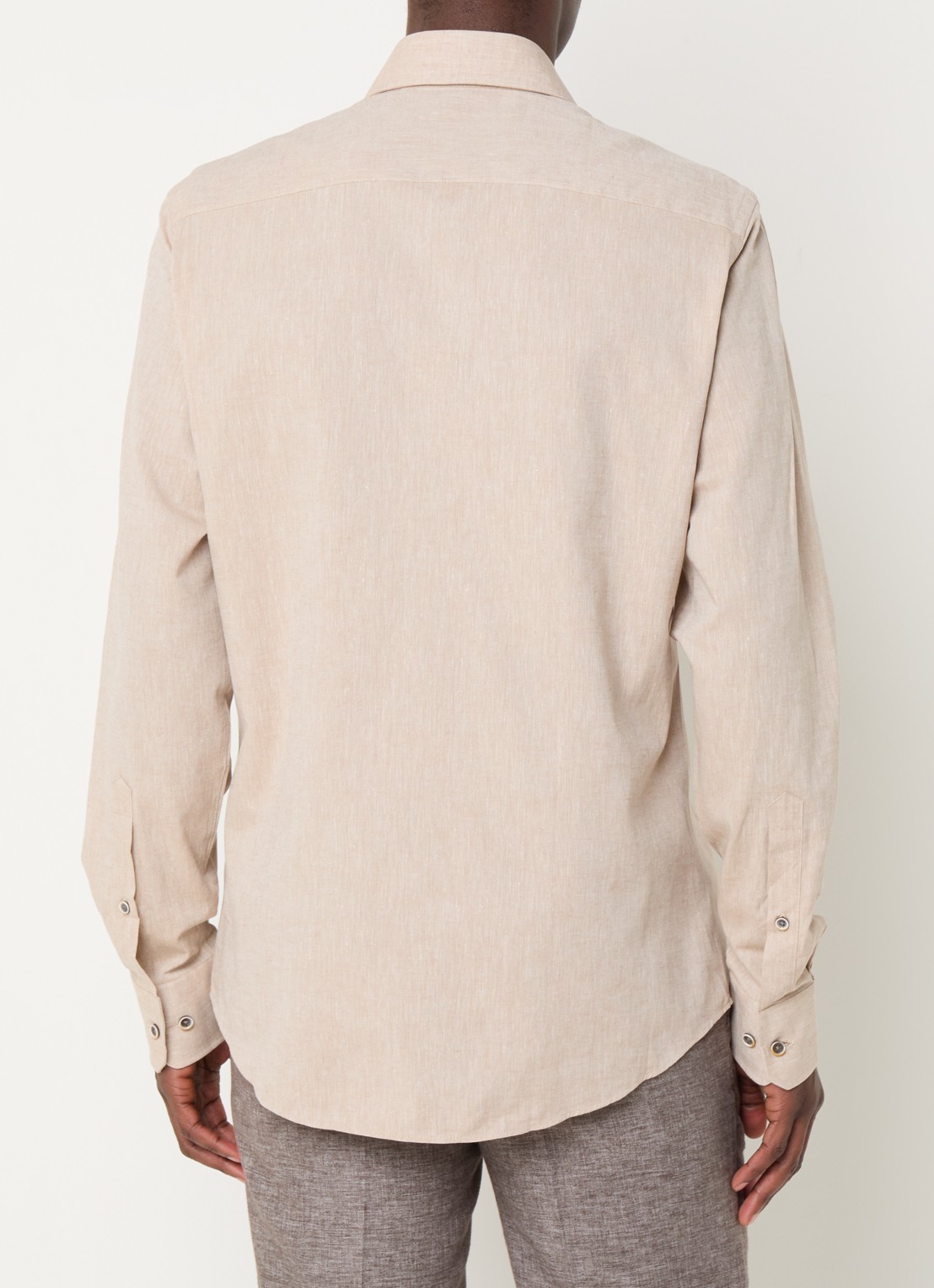 Michaelis Regular fit overhemd in linnenblend met gemêleerd dessin  - achterkant 3 beige