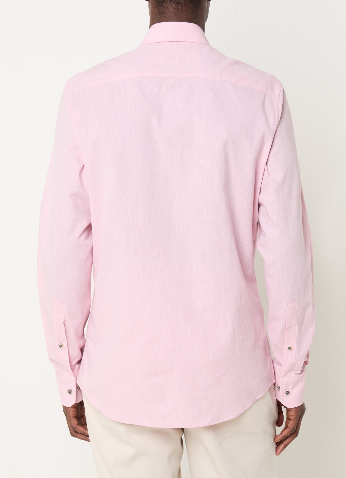 Michaelis Regular fit overhemd in linnenblend met gemêleerd dessin  - achterkant roze