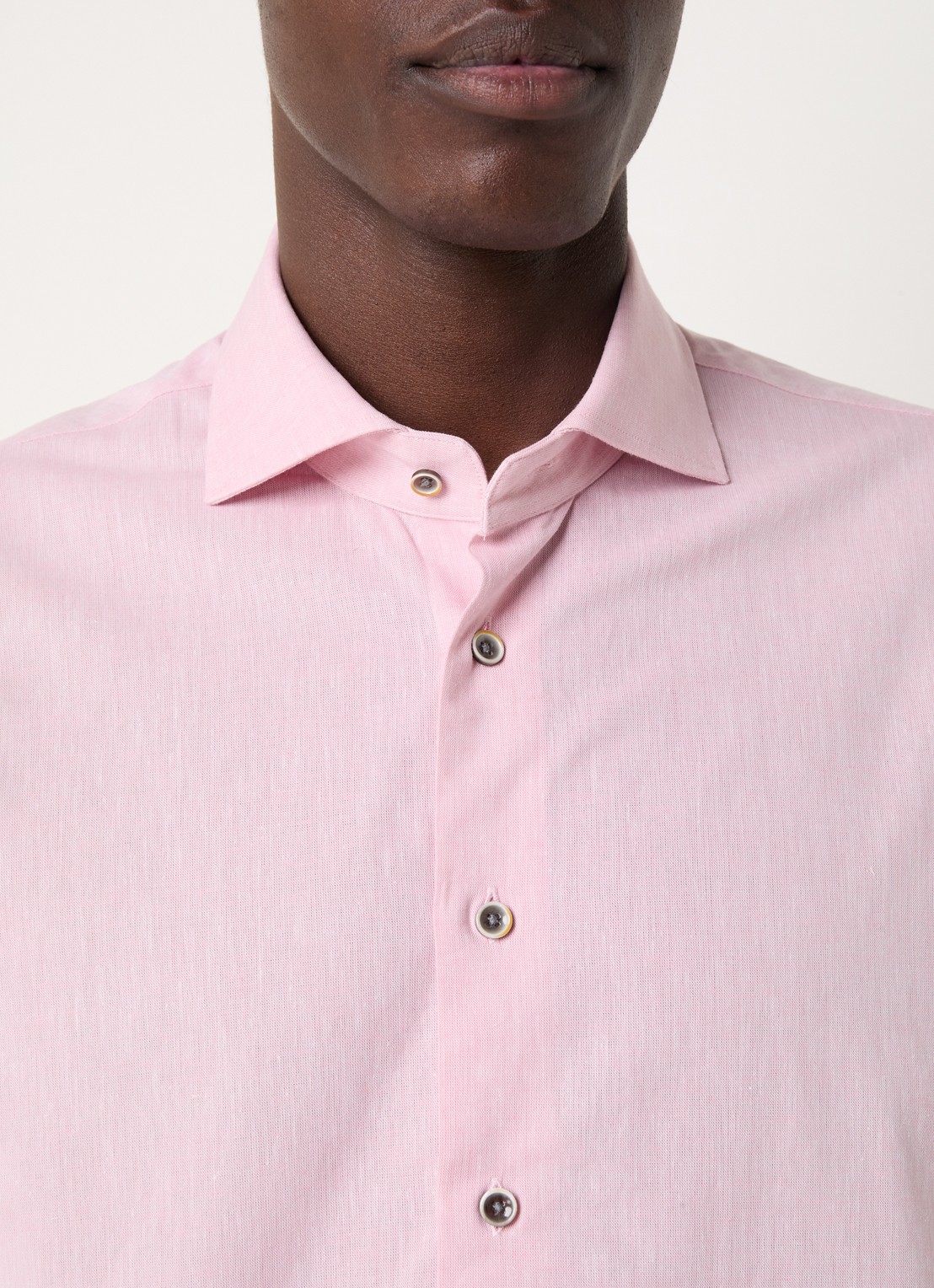 Michaelis Regular fit overhemd in linnenblend met gemêleerd dessin  - detail 3 roze