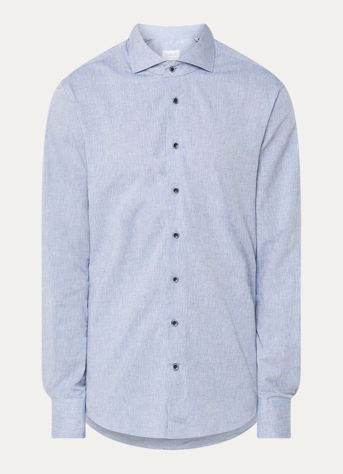 Michaelis Regular fit overhemd in linnenblend met gemêleerd dessin  - voorkant 4 lichtblauw