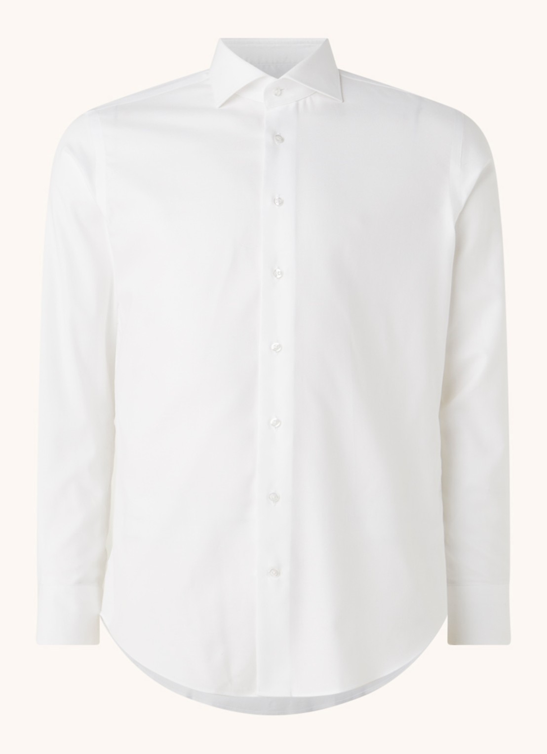 Michaelis Slim fit strijkvrij overhemd met cut away kraag   - detail wit