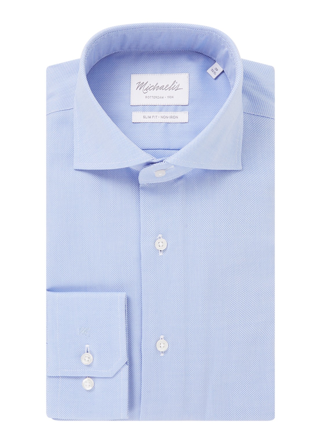 Michaelis Slim fit strijkvrij overhemd met cut away kraag   - voorkant 3 lichtblauw