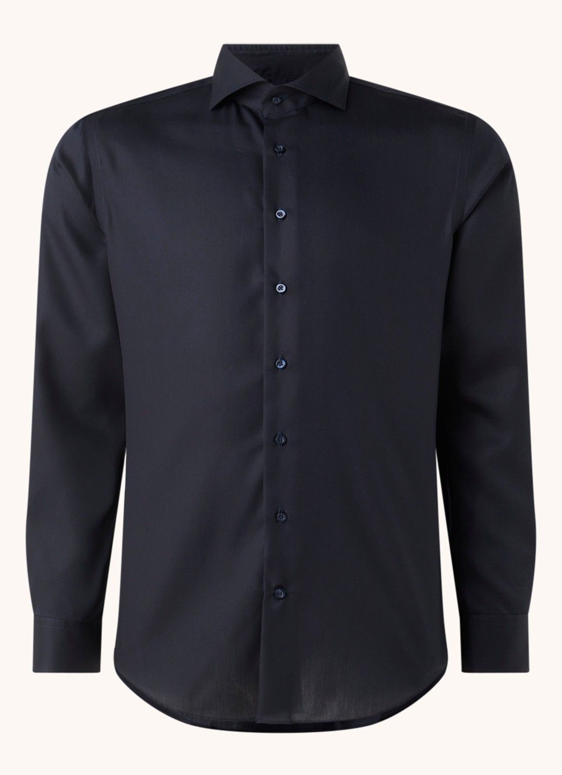 Michaelis Slim fit strijkvrij overhemd met cut away kraag   - detail donkerblauw